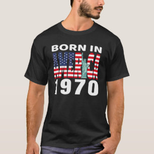 T-shirt Né En Amérique 1970 Anniversaire Statue De La Libe