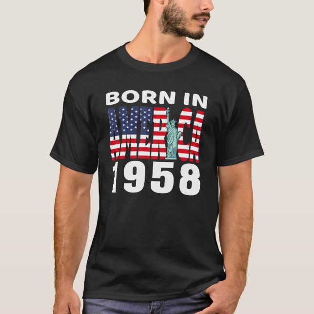 T-shirt Né En Amérique En 1958 Statue De La Liberté Usa Dr (Devant)