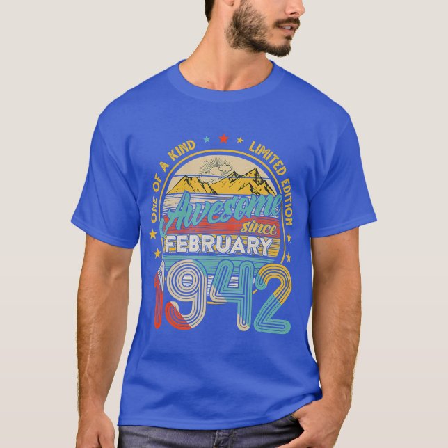 T-shirt Né En Février 1942 79e Anniversaire Cadeau Retro (Devant)