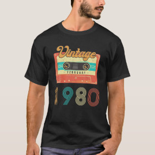T-shirt Né En Février 1980 40 Ans Anniversaire Rétro C