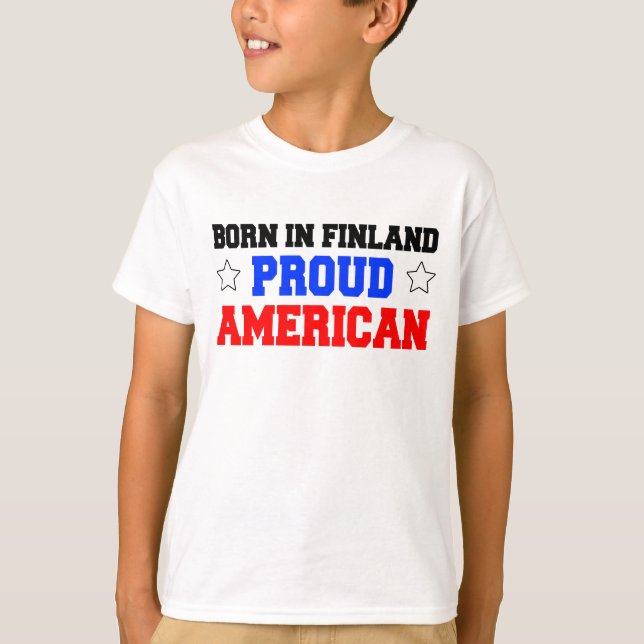 T-shirt Né En Finlande Fier Américain (Devant)
