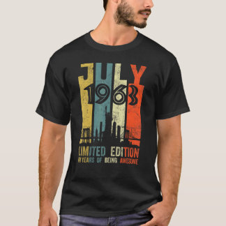 T-shirt Né en juillet 1963 60e anniversaire