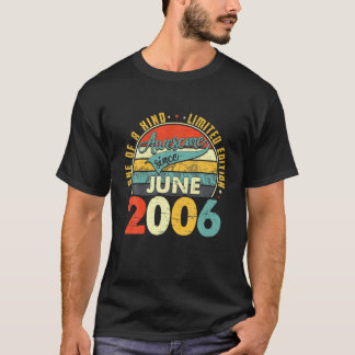 T-shirt Né En Juin 2006 15E Anniversaire Cadeau Retro 15 A