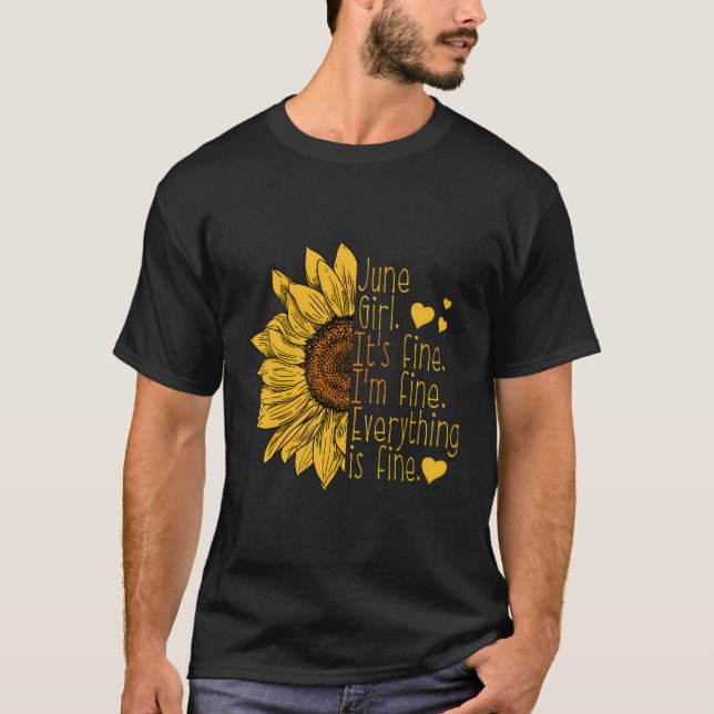 T-shirt Né En Juin Tournesol Anniversaire Cadeau Femmes Dr (Devant)