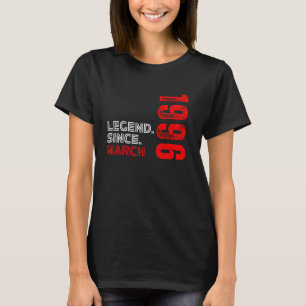 T-shirt Né en mars 1996 Vintage Anniversaire Légende Depui