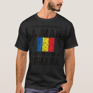 T-shirt Né En Roumanie Drapeau Roumain Racines Roumaines