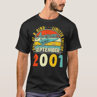 T-shirt Né En Septembre 2001 19e Anniversaire Cadeau Retro