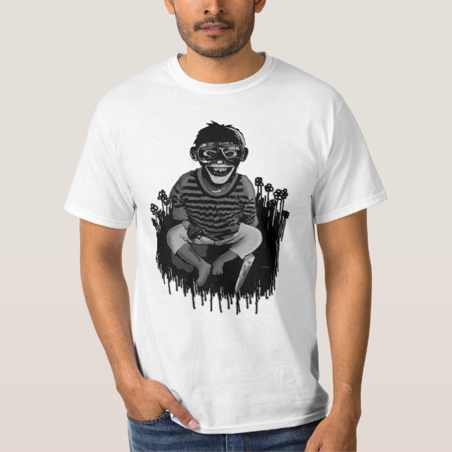 T-shirt Ne faites jamais confiance à un chimpanzé avec un (Devant)