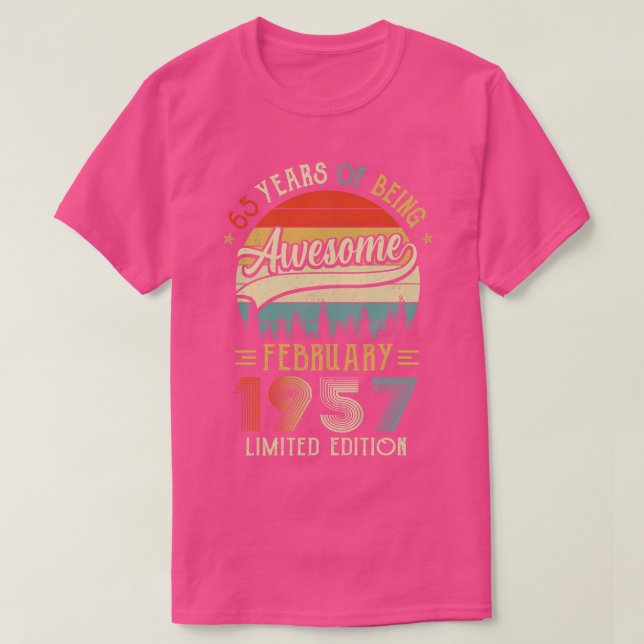 T-shirt Né Février 1957 65ème Anniversaire Fabriqué En 195 (Design devant)
