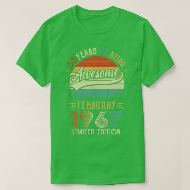 T-shirt Né Février 1967 55ème Anniversaire Fabriqué En 196 (Design devant)