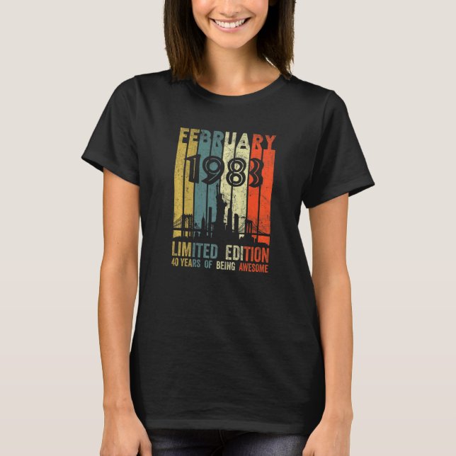 T-shirt Né février 1983 40e anniversaire (Devant)