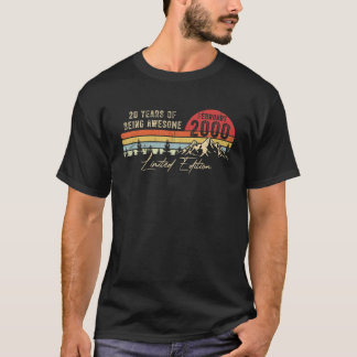 T-shirt Né février 2000 20e anniversaire Fabriqué en 2000