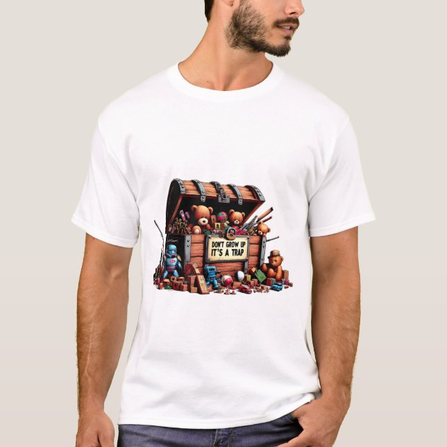 T-shirt "Ne grandissez pas : c'est un piège" (Devant)