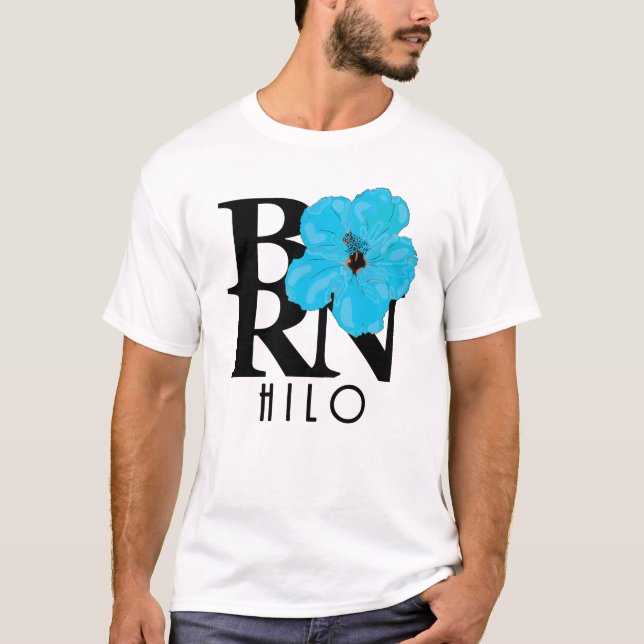 T-shirt NÉ Hilo Hawaii Hibiscus bleu (Devant)