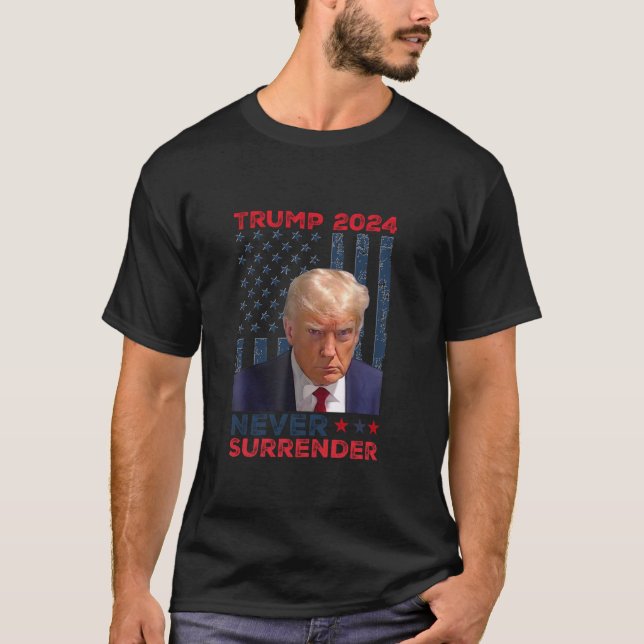 T-shirt Ne jamais abandonner Donald Trump Tir de Mug 24 ao (Devant)