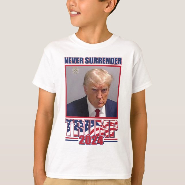 T-shirt Ne jamais abandonner Trump 2024 (Devant)