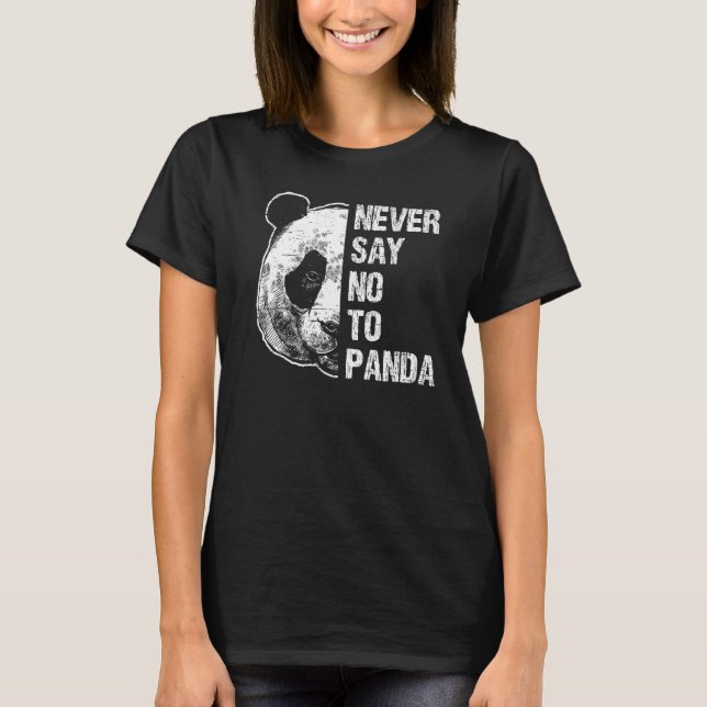 T-shirt Ne jamais dire non au panda arbuste à points blanc (Devant)