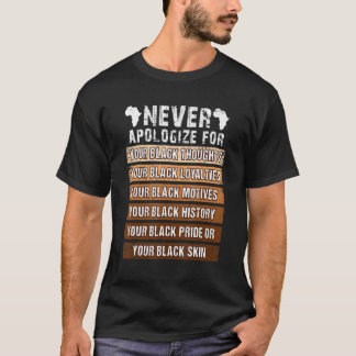 T-shirt Ne jamais rétro s'excuser de l'histoire noire Mela