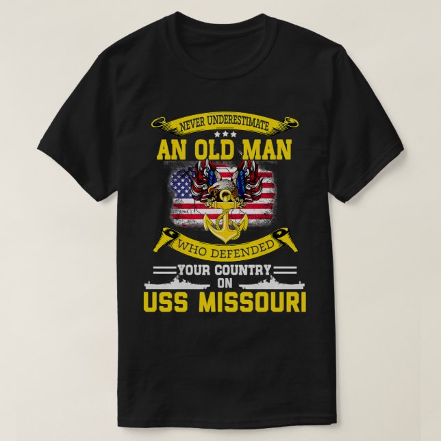 T-shirt Ne jamais sous-estimer USS Missouri BB63 Battleshi (Design devant)