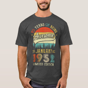 T-shirt Né Janvier 1952 70ème Anniversaire Fabriqué En 195