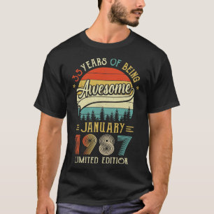 T-shirt Né Janvier 1987 35ème Anniversaire Fait En 1987 35