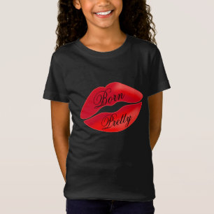 T-Shirt Né jolie lèvre mignonne fille joyeux maquillage co