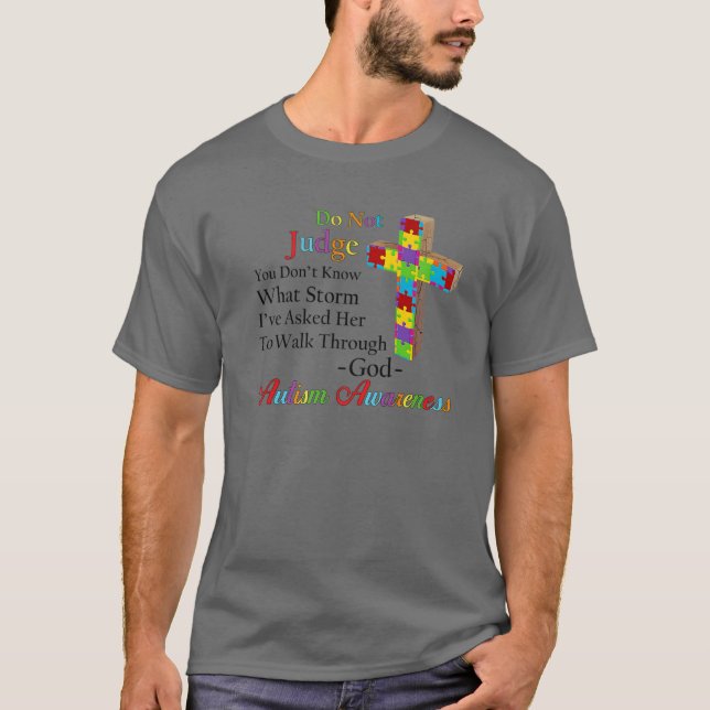T-shirt Ne Juge Pas Les Pièces De Puzzle Croisé Autisme Ch (Devant)