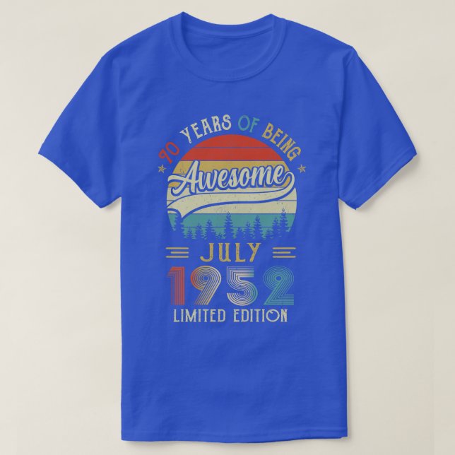 T-shirt Né Juillet 1952 70ème Anniversaire Fabriqué En 195 (Design devant)