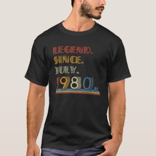 T-shirt Né Juillet 1980 Légende depuis Juillet 1980 41 Ans