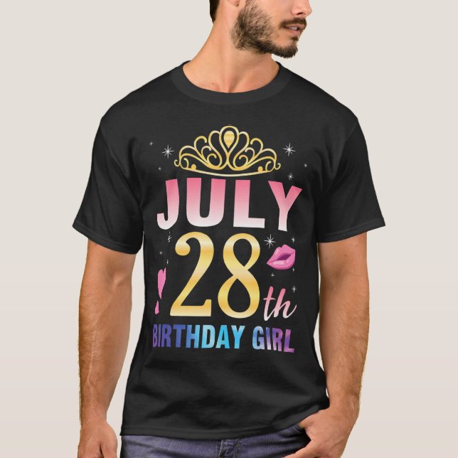 T-shirt Né Juillet 28 Juillet Joyeux Anniversaire À Moi Vo (Devant)