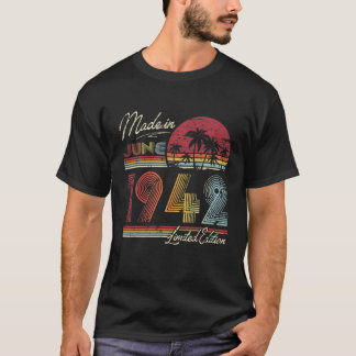 T-shirt Né Juin 1942 80E Anniversaire Fabriqué En 1942 80