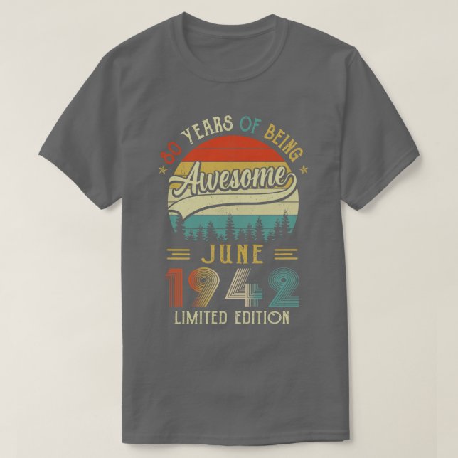 T-shirt Né Juin 1942 80ème Anniversaire Fabriqué En 1942 8 (Design devant)