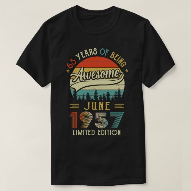 T-shirt Né Juin 1957 65ème Anniversaire Fabriqué En 1957 6 (Design devant)