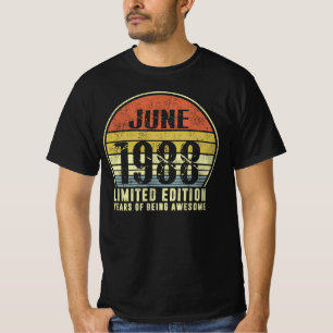 T-shirt Né Juin 1988 Édition Limitée Années D'Être Aw