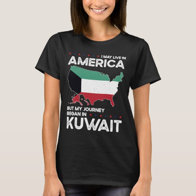 T-shirt Né Koweit Koweit Américain Citoyenneté Etats-Unis (Devant)