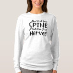 T-shirt Ne laissez pas votre colonne vertébrale monter sur<br><div class="desc">Chiropratique cool disant pour un chiropraticien. Avec la typographie moderne noire avec le dicton "Ne laissez pas votre colonne vertébrale tomber sur vos nerfs"</div>