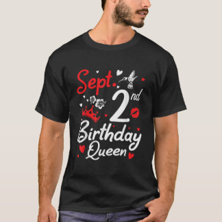 T-shirt Né Le 2 Septembre Joyeux Anniversaire Reine Nana M