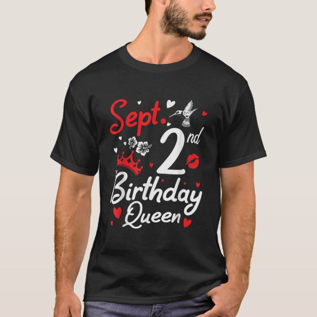 T-shirt Né Le 2 Septembre Joyeux Anniversaire Reine Nana M (Devant)