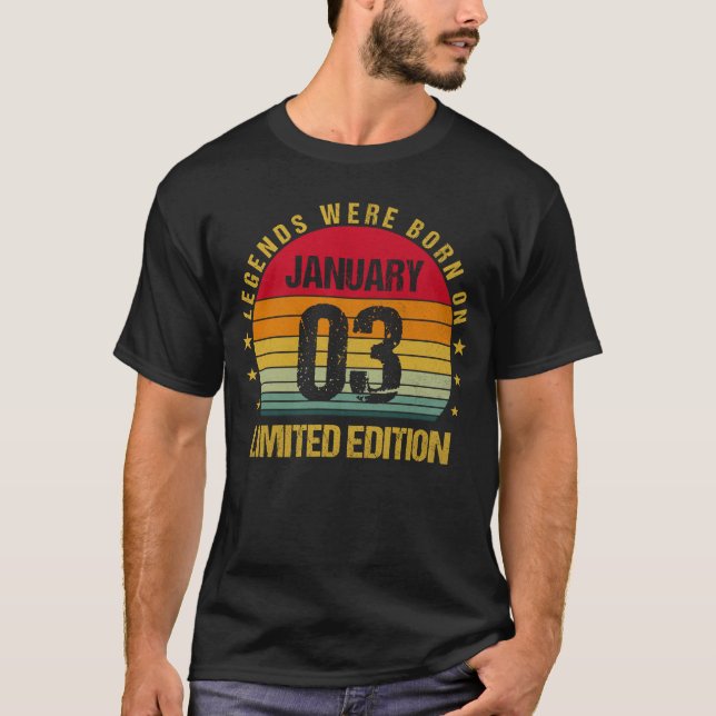 T-shirt Né le Janvier 3 Anniversaire 3 Janvier (Devant)