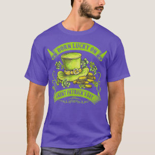 T-shirt Né Lucky Sur Saint Patricks Jour Amusant Anniversa