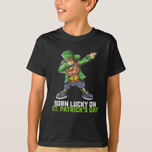 T-shirt Né Lucky Sur St Patrick's Day Dabbing Birthday (Devant)