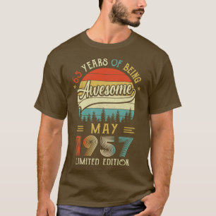 T-shirt Né Mai 1957 65ème Anniversaire Fabriqué En 1957 65
