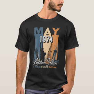 T-shirt Né Mai 1974 48E Anniversaire Fabriqué En 1974 48 A
