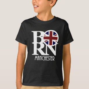 T-shirt NÉ  Manchester Angleterre (texte blanc)
