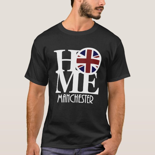 T-shirt NÉ Manchester Angleterre (texte blanc) (Devant)