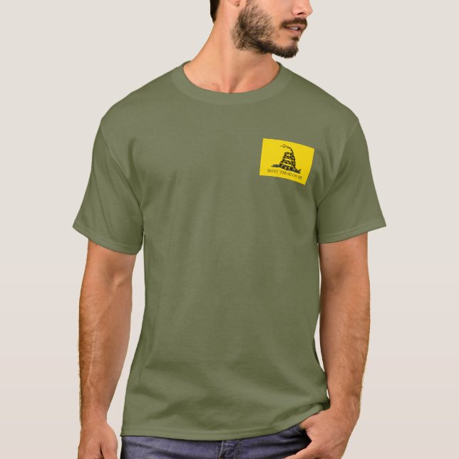 T-shirt Ne marche pas sur moi Drapeau Gadsden JAUNE KHAKI (Devant)