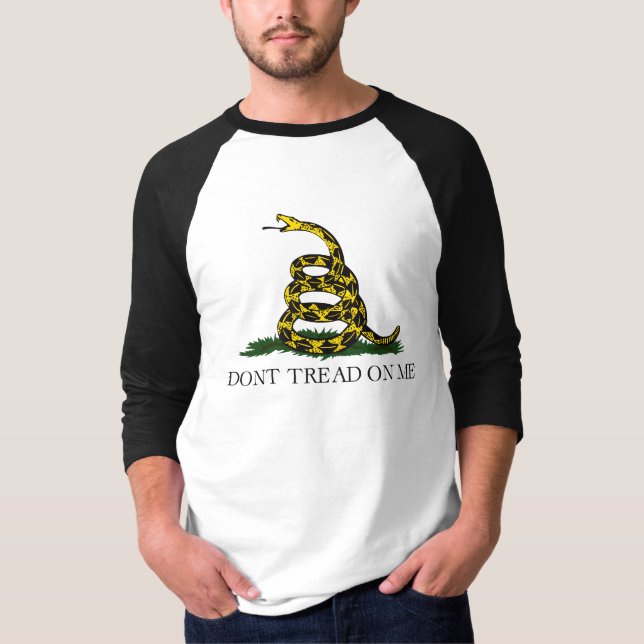 T-shirt Ne me marche pas dessus Drapeau Gadsden Noir Jaune (Devant)
