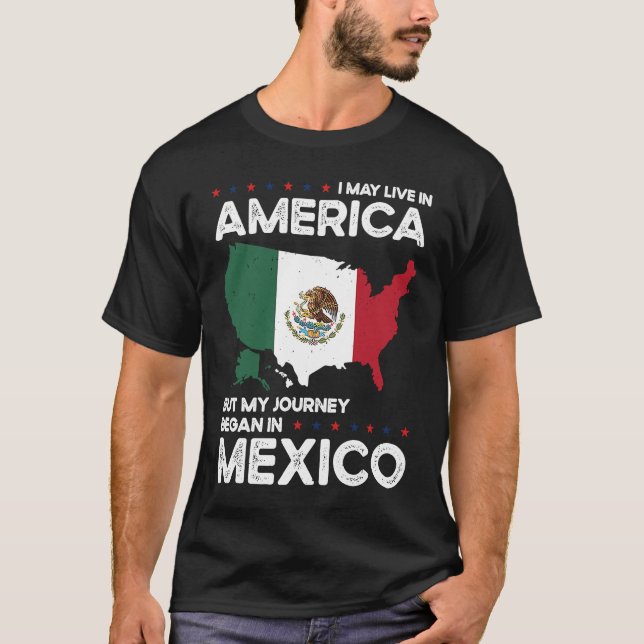 T-shirt Né Mexicain Mexique Américain États-Unis Citoyenne (Devant)