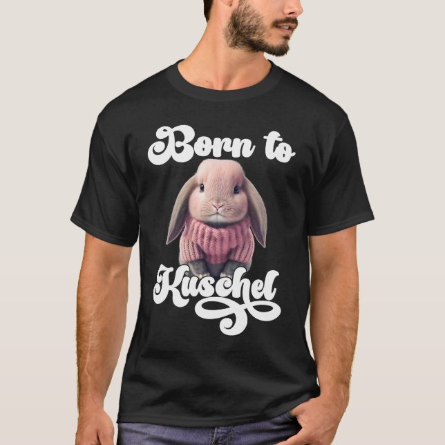 T-shirt Né mignon à lapin mou Ski d'hiver rétro (Devant)