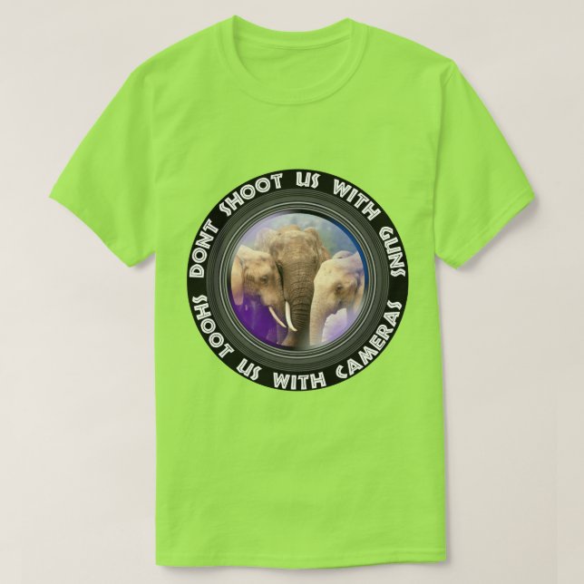 T-shirt Ne nous tirez pas sur la famille des éléphants (Design devant)